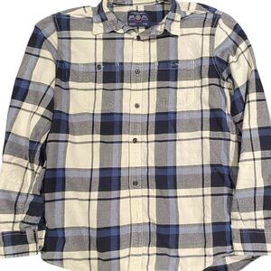 American Eagle Classic Blue and Cream Plaid Men's Shirt